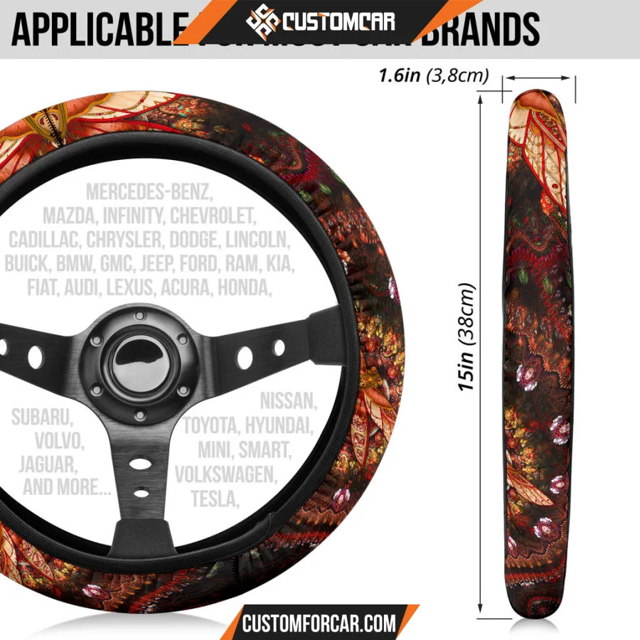 Abstract Dragonfly Steering Wheel Cover Mandala Car
