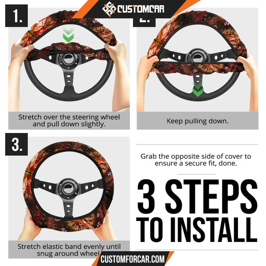 Abstract Dragonfly Steering Wheel Cover Mandala Car