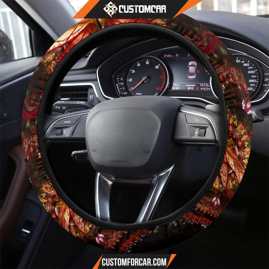 Abstract Dragonfly Steering Wheel Cover Mandala Car
