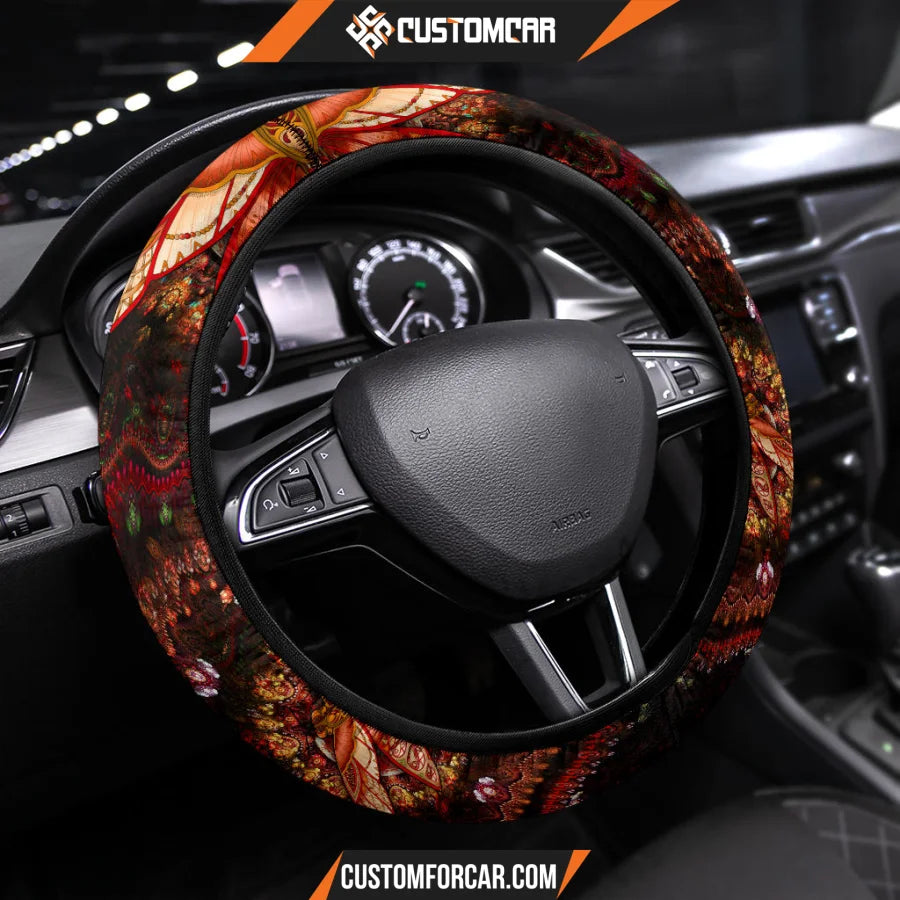 Abstract Dragonfly Steering Wheel Cover Mandala Car