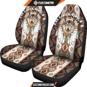 Abstract Wolf Car Seat Covers Native American Car