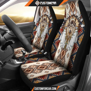 Abstract Wolf Car Seat Covers Native American Car