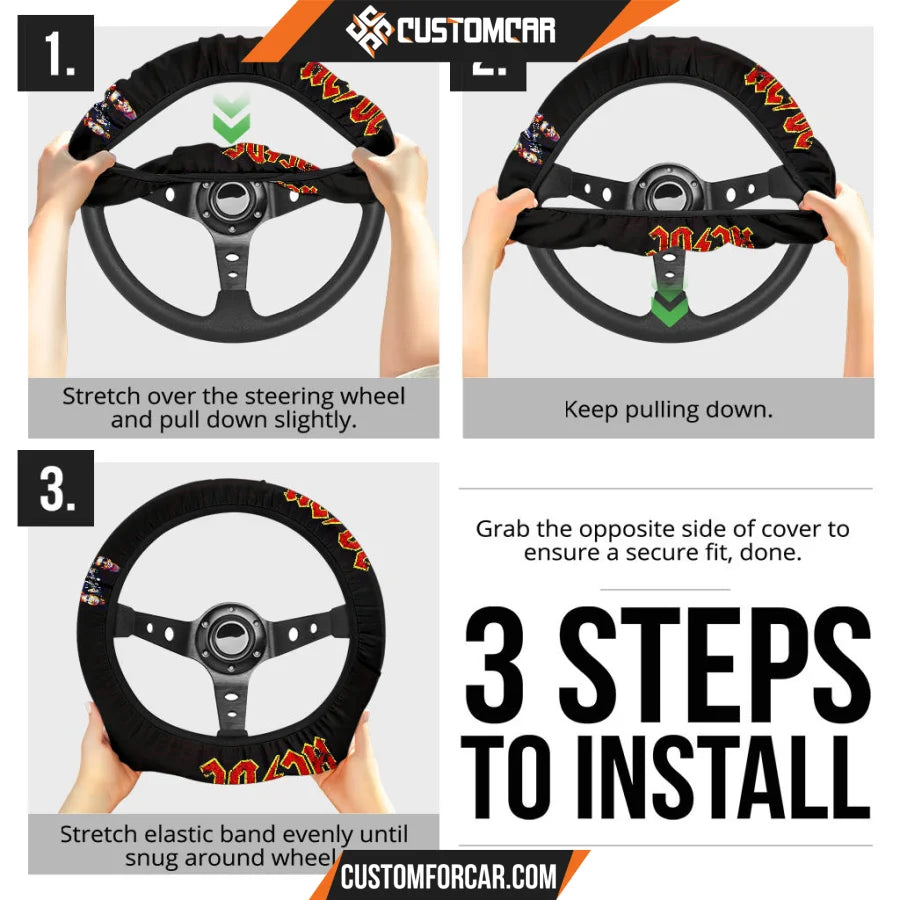 AC DC Steering Wheel Cover Music Rock Band Car Accessories