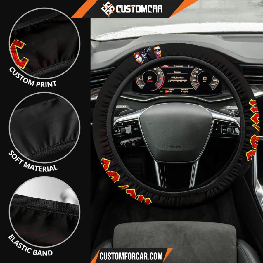 AC DC Steering Wheel Cover Music Rock Band Car Accessories