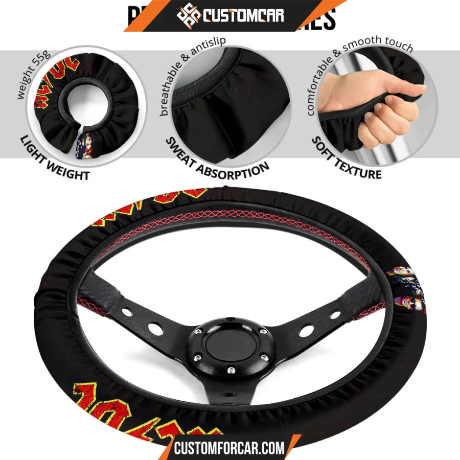AC DC Steering Wheel Cover Music Rock Band Car Accessories