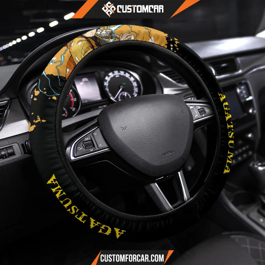 Agatsuma Zenitsu Demon Slayer Steering Wheel Cover Anime Car