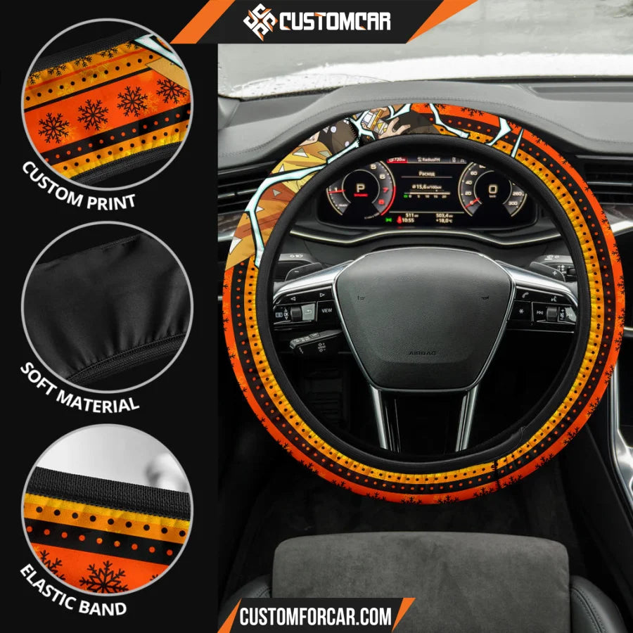 Agatsuma Zenitsu Demon Slayer Steering Wheel Cover Anime Car