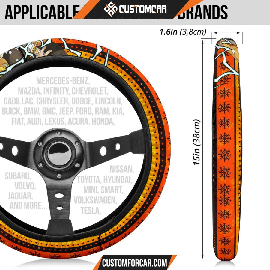 Agatsuma Zenitsu Demon Slayer Steering Wheel Cover Anime Car