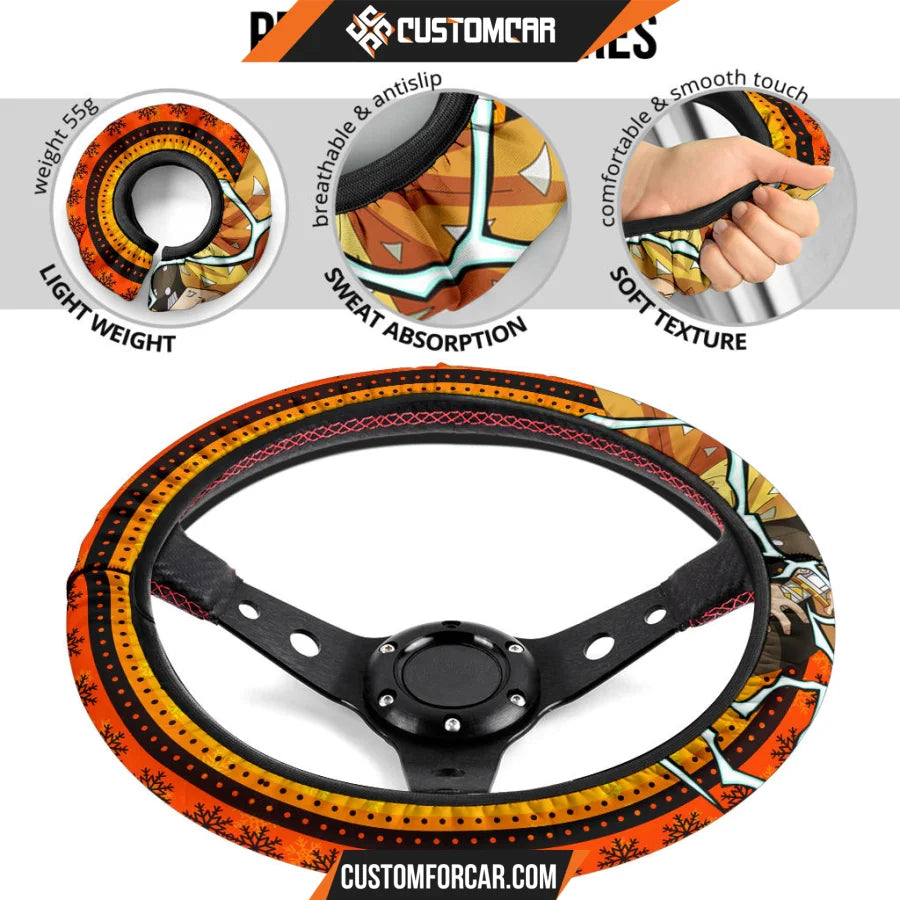 Agatsuma Zenitsu Demon Slayer Steering Wheel Cover Anime Car