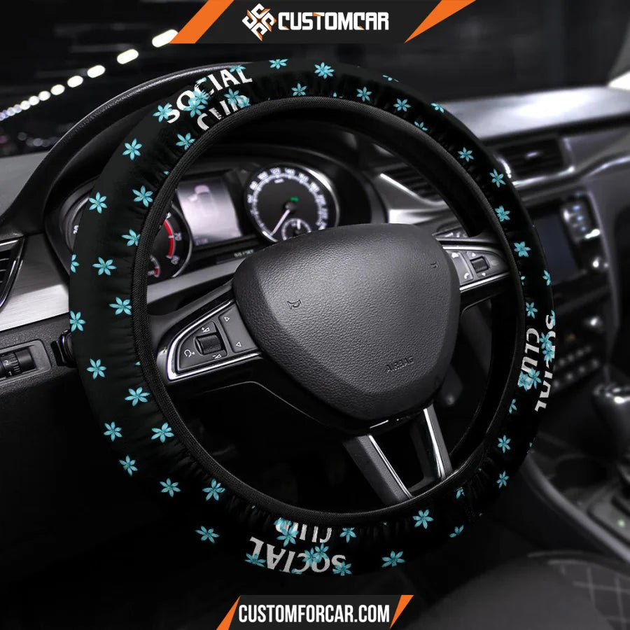 Anti Social Club Blue Flower Patterns Steering Wheel Cover