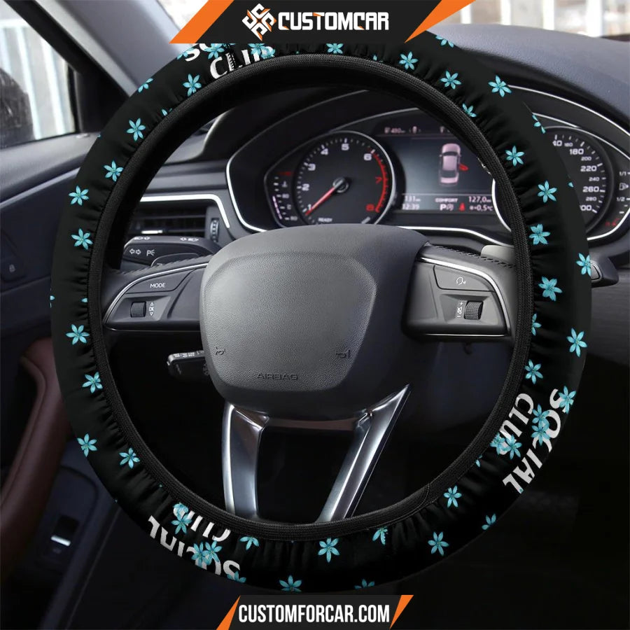 Anti Social Club Blue Flower Patterns Steering Wheel Cover