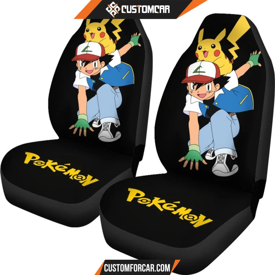 Ash Ketchum And Pikachu Pokemon Anime Car Seat Covers 