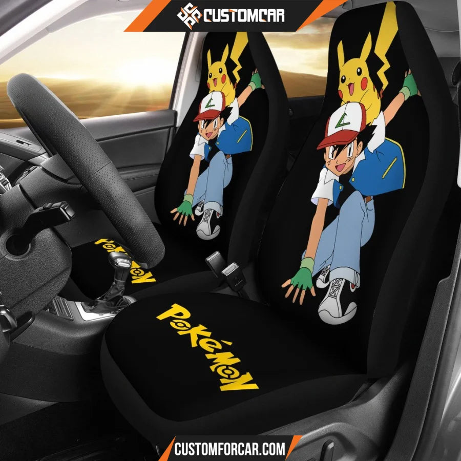 Ash Ketchum And Pikachu Pokemon Anime Car Seat Covers 