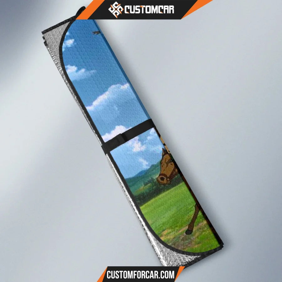 Attack On Titan Car Sun Shade | Eren Levi Armin Connie Horse Riding Sun Shade D021602 DECORINCAR 3