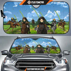 Attack On Titan Car Sun Shade | Eren Levi Armin Connie Horse Riding Sun Shade D021602 DECORINCAR 1