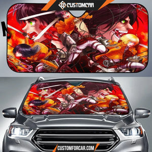 Attack On Titan Car Sun Shade | Eren Mikasa Armin Final Attack Sun Shade D021704 DECORINCAR 1