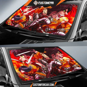 Attack On Titan Car Sun Shade | Eren Mikasa Armin Final Attack Sun Shade D021704 DECORINCAR 2
