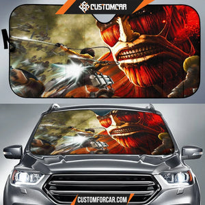 Attack On Titan Car Sun Shade | Eren Mikasa Armin Vs Colossal Titan Sun Shade D021705 DECORINCAR 1