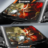 Attack On Titan Car Sun Shade | Eren Mikasa Armin Vs Colossal Titan Sun Shade D021705 DECORINCAR 2