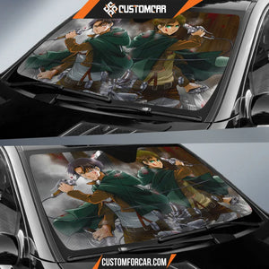 Attack On Titan Car Sun Shade | Eren Yeager Levi Ackerman Battle Sun Shade D021706 DECORINCAR 2
