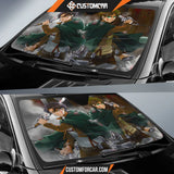 Attack On Titan Car Sun Shade | Eren Yeager Levi Ackerman Battle Sun Shade D021706 DECORINCAR 2