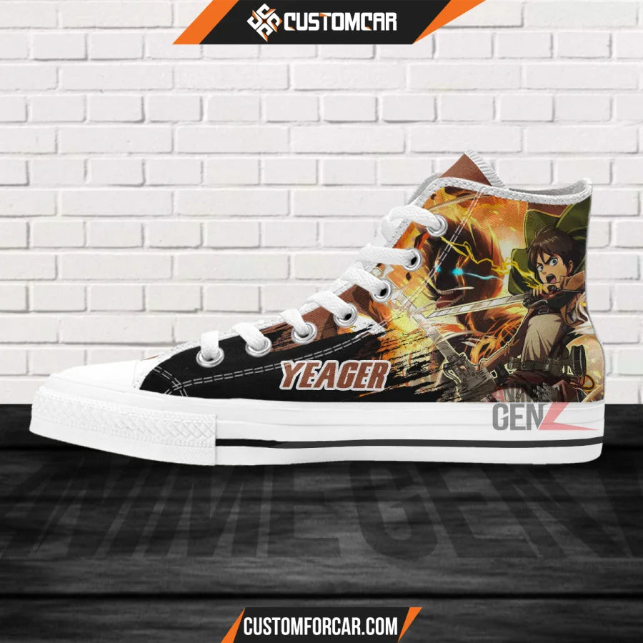 Attack On Titan Eren Yeager High Top Shoes Custom Anime