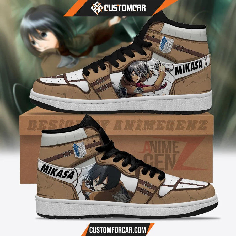 Attack On Titan JD Sneakers Mikasa Ackerman Custom Anime