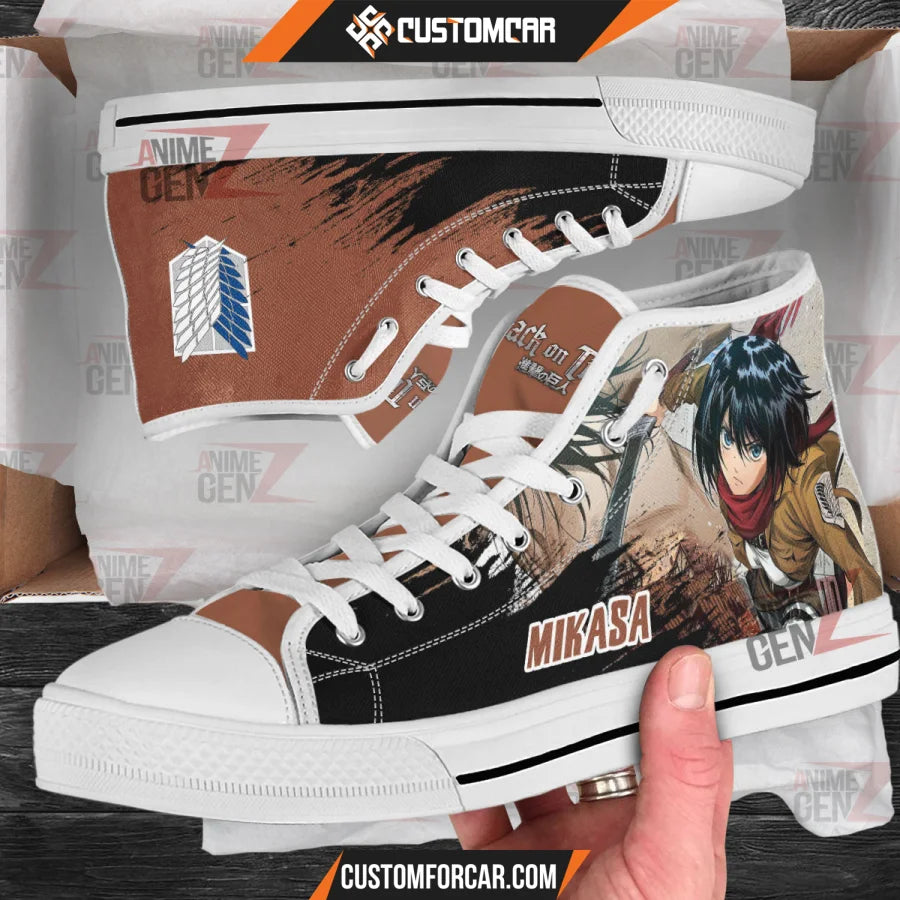 Attack On Titan Mikasa High Top Shoes Custom Anime Sneakers