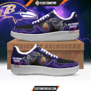 Baltimore Ravens Air Sneakers Mascot Thunder Style Custom