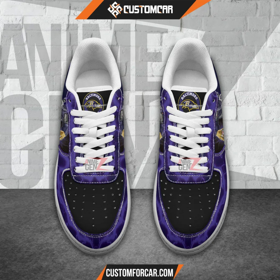 Baltimore Ravens Air Sneakers Mascot Thunder Style Custom