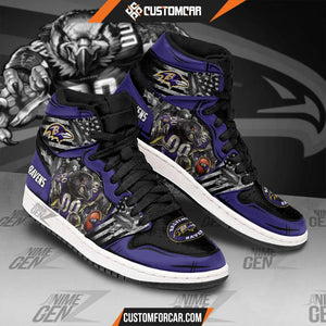 Baltimore Ravens JD Sneakers NFL Custom Sports Shoes