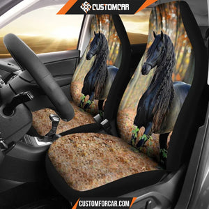 Beautiful Black Horse In The Forest Animal Car Seat Covers 