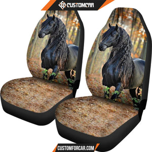 Beautiful Black Horse In The Forest Animal Car Seat Covers 