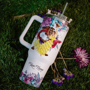 Beauty and the Beast Disney Princess Cartoon Personalized 40oz Tumbler With Handle and Straw