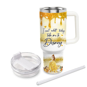 Beauty and the Beast Disney Princess Cartoon Personalized 40oz Tumbler With Handle and Straw