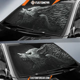 Black And White Hellhound Wolf Auto Sun Shades