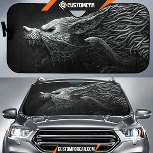 Black And White Hellhound Wolf Auto Sun Shades