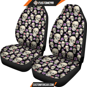 Black With Skulls and Roses Car Seat Covers - Car Seat 