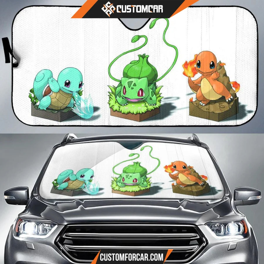 Bulbasaur Charmander Squirtle Pokemon Car Sun Shades Auto