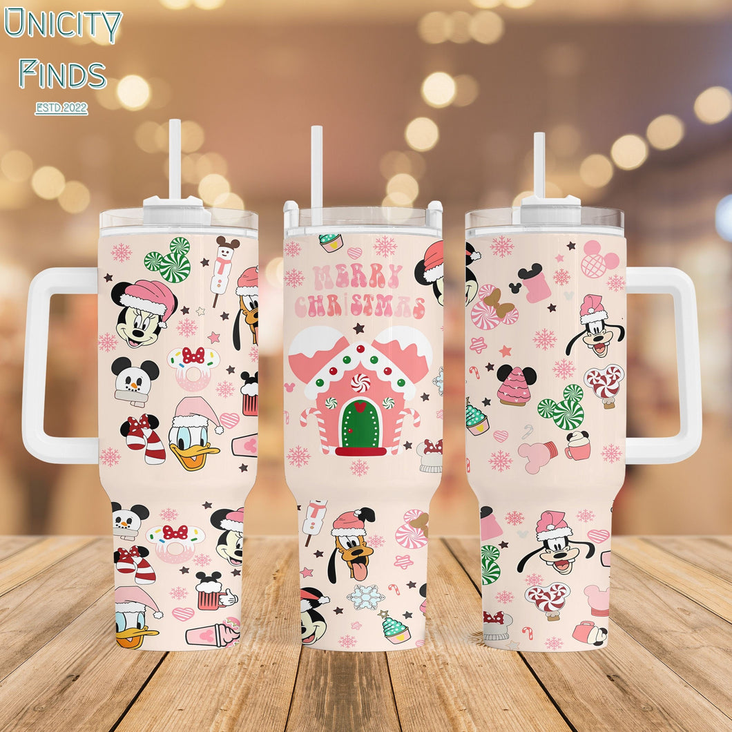 Cartoon Christmas Characters Disney Personalized 40oz Tumbler With Handle and Straw