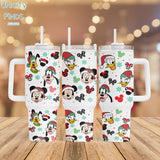 Cartoon Christmas Characters Disney Personalized 40oz Tumbler With Handle and Straw