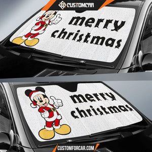 Christmas Car Sunshade Merry Xmas Mickey Mouse Wearing Santa
