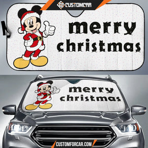 Christmas Car Sunshade Merry Xmas Mickey Mouse Wearing Santa
