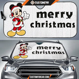 Christmas Car Sunshade Merry Xmas Mickey Mouse Wearing Santa