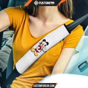 Christmas Seat Belt Covers Merry Xmas Mickey Mouse Wearing