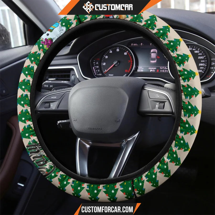 Christmas Steering Wheel Cover Caryy Snowman Xmas Pine Tree