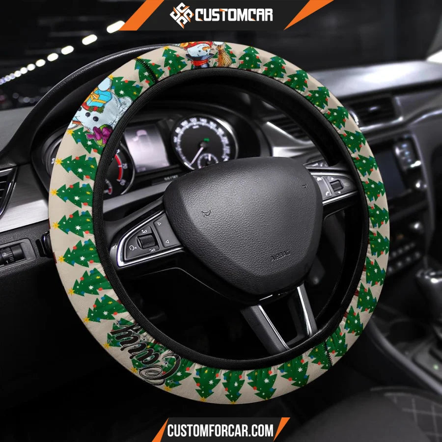 Christmas Steering Wheel Cover Caryy Snowman Xmas Pine Tree