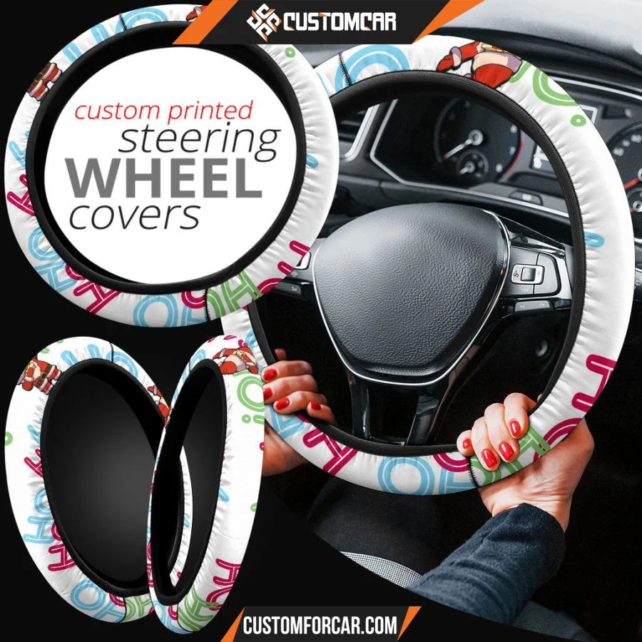 Christmas Steering Wheel Cover Cute Santa Claus Ho Ho Ho