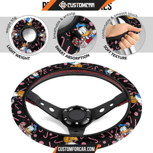 Christmas Steering Wheel Cover Donald Ducky Holding Candy