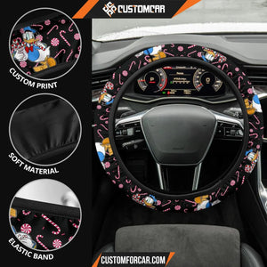 Christmas Steering Wheel Cover Donald Ducky Holding Candy